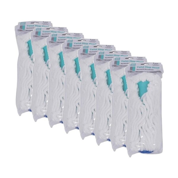 8PK Braz Twist Ratchet Housekeeping Cleaning Mop Head Accessory 8x51cm Grey/Teal
