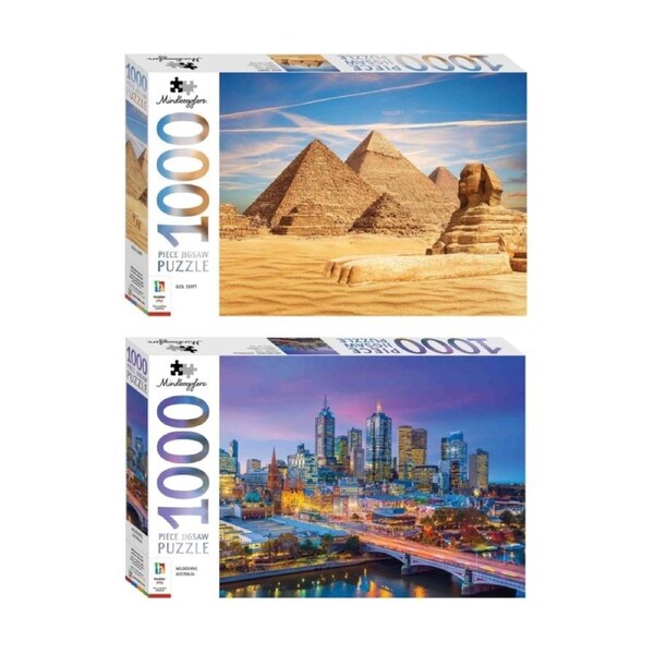 1000 pc Hinkler Mindbogglers Egypt & Melbourne Australia Jigsaw Puzzle