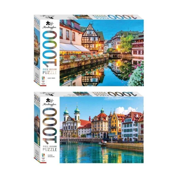1000 pc Hinkler Mindbogglers Alsace France & Plucerne Switzerland Puzzle