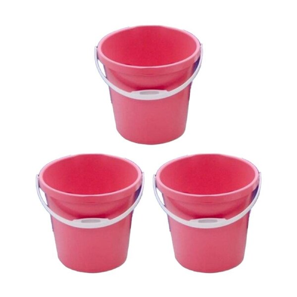 3PK Braz Super Clean Cleaning Round Bucket W/ Handle 12L Multi Colour Assorted