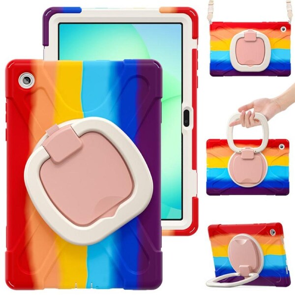 Catzon Case for Samsung Galaxy Tab A11+/SM-X230/X233/X235/X236B with Shoulder Straps-ColorfulRed