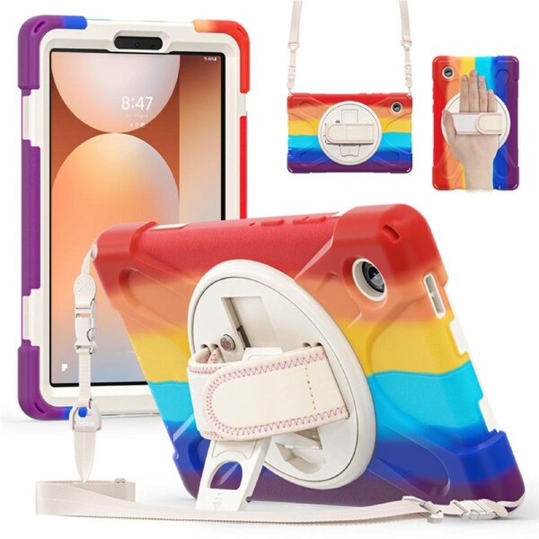 Catzon Case for Samsung Galaxy Tab A11/SM-X133/X135 with Straps-ColorfulRed