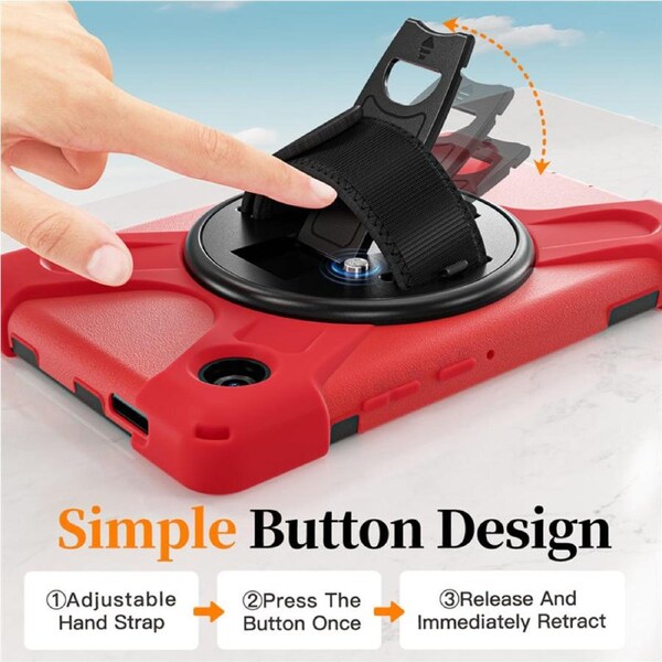 Catzon Case for Samsung Galaxy Tab A11/SM-X133/X135 with Straps-Red