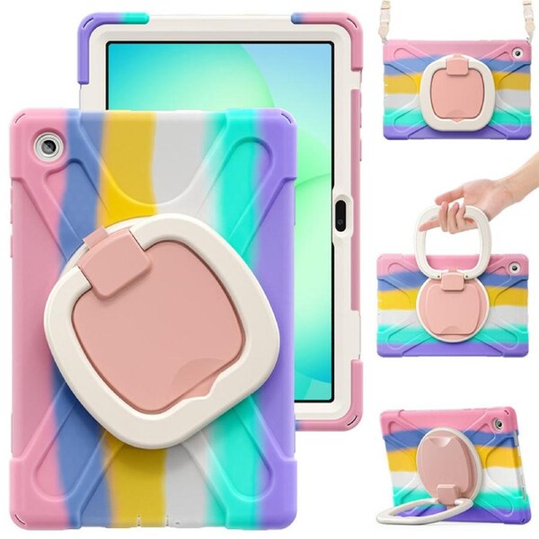 Catzon Case for Samsung Galaxy Tab A11+/SM-X230/X233/X235/X236B with Shoulder Straps-ColorfulPink