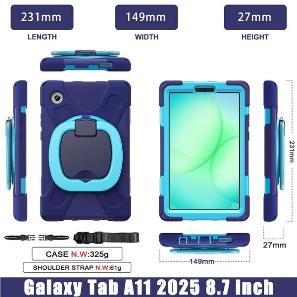Catzon Case for Samsung Galaxy Tab A11/SM-X133/X135 with Shoulder Straps-DarkBlue