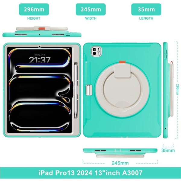 Catzon Protective iPad Case for iPad Pro 13 M4/M5 2024/2025-MintGreen