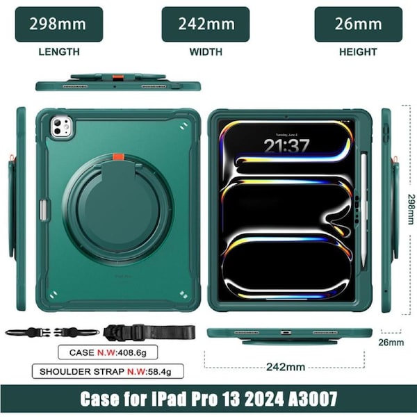 Catzon Protective Case for iPad Pro 13 M4/M5 2024/2025-Green