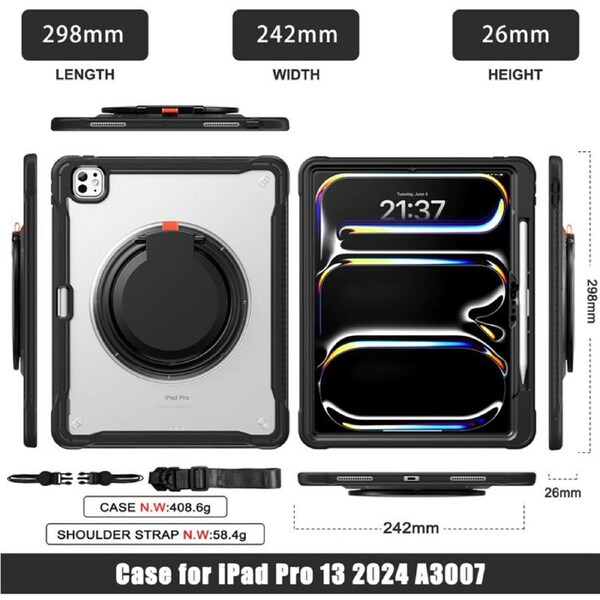 Catzon Protective Case for iPad Pro 13 M4/M5 2024/2025-BlackClear