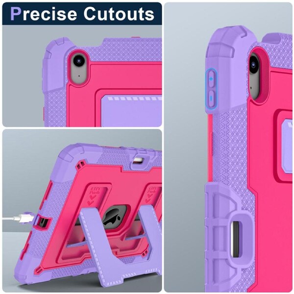 Catzon Tablet Case for iPad Air 11Inch M2 / M3 Shockproof Case with Strap-PurpleRosyRed
