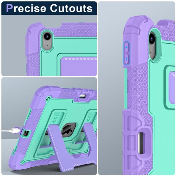 Catzon Tablet Case for iPad Air 11Inch M2 / M3 Shockproof Case with Strap-PurpleGreen