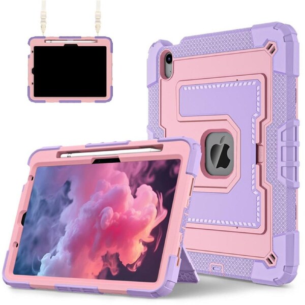 Catzon Tablet Case for iPad Air 11Inch M2 / M3 Shockproof Case with Strap-PurpleRosyGold