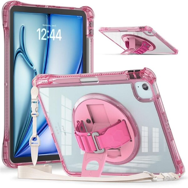 Catzon Clear Case for iPad Air 11 Inch M2 2024 iPad Air 4/5 10.9 Inch 2020/2022 iPad Pro 11 Inch 2022/2021/2020/2018-Pink
