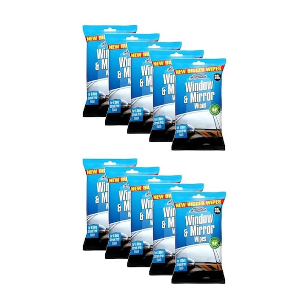 10 x 30pc Car Pride Automotive Vehicle Window & Mirror Wipes Cleaning