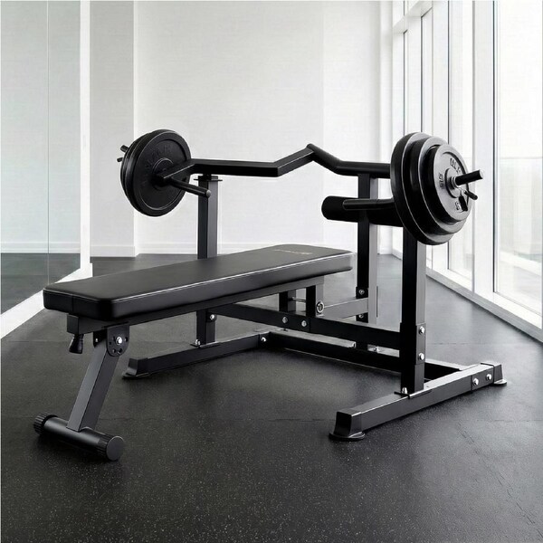 Everfit Chest Press Machine Home Gym Equipment Folding Workout Bench with Independent Arms Black