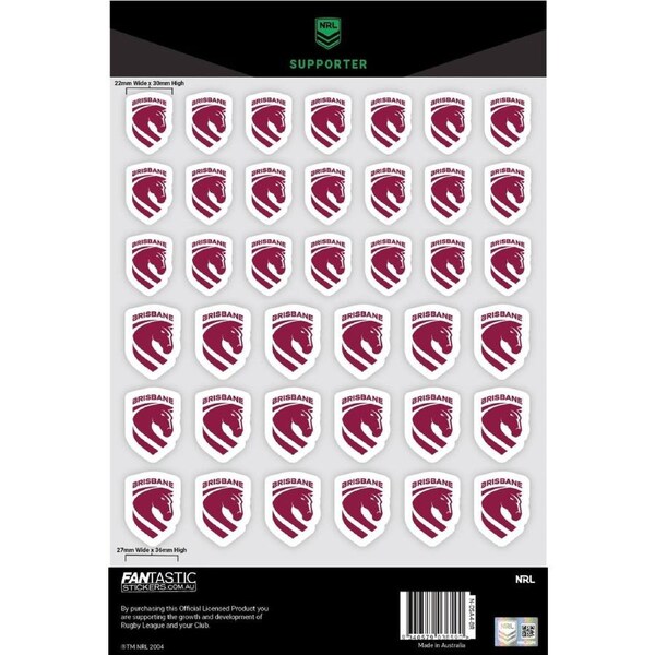 NRL A4 Decal Sheet - Brisbane Broncos - Sticker