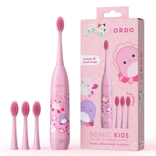 Ordo Sonic Kids Squishmallows Battery Powered Toothbrush & 2x Brush Head Bundle