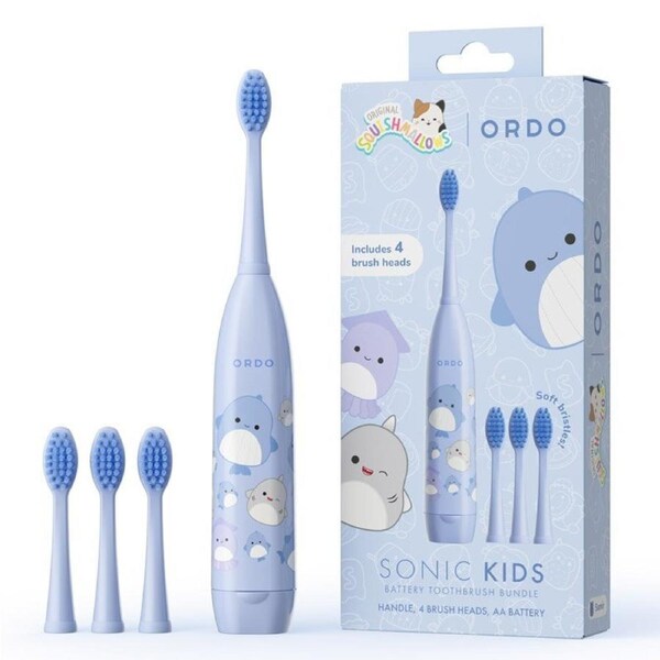 Ordo Sonic Kids Squishmallows Battery Powered Toothbrush & 2x Brush Head Bundle