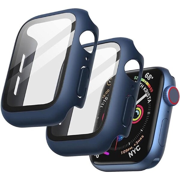 Case with Screen Protector for Apple Watch SE 3/2/1 (2025/2022/2020) / Series 6 5 4 40mm Built-in Tempered Glass 2 Pack Blue