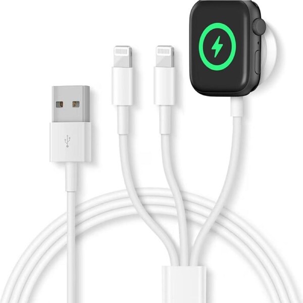 [3 in 1] iPhone and iWatch Charger Cord, Apple Watch Magnetic Charging Cable USB For iWatch Series 10 9 8 7 6