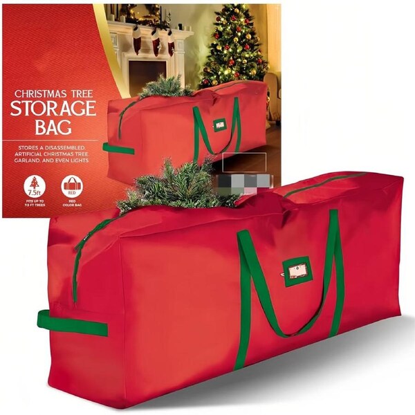 Catzon Oxford Christmas Tree Storage Bag with Reinforced Handles-48inRed