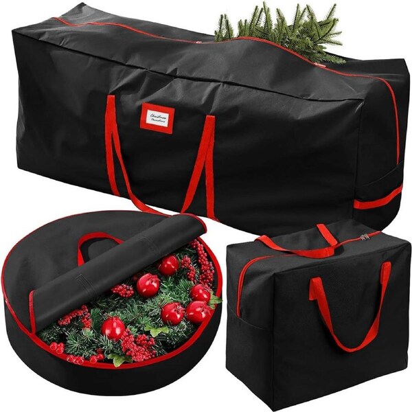 Catzon 3 Pack Christmas Tree Storage Bag for 7.5 Ft Artificial Trees-Black