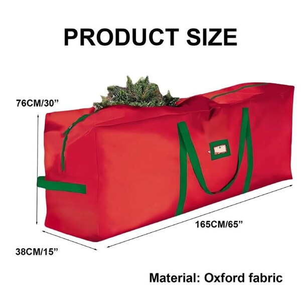 Catzon Oxford Christmas Tree Storage Bag with Reinforced Handles-65inRed
