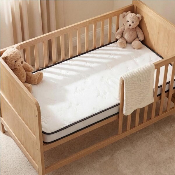 PlayPals 10CM Tencel Baby Cot Mattress Pocket Spring Breathable Plush Foam 132x70cm