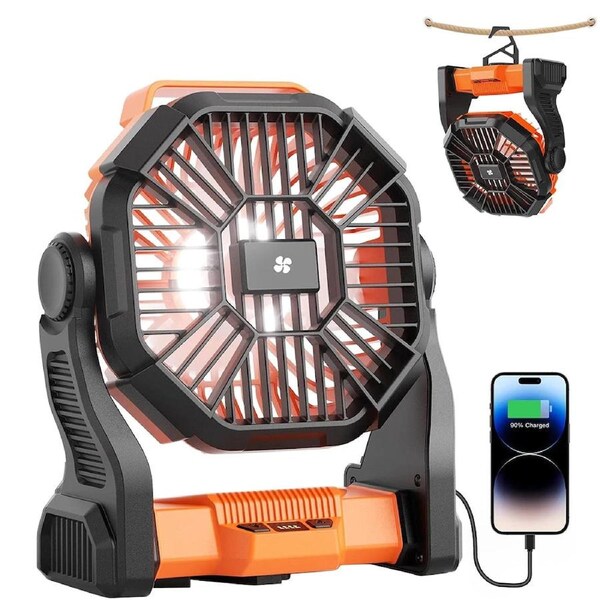 Portable LED Fan Camping Lights Rechargeable Outdoor USB Tent Lamp With Hook