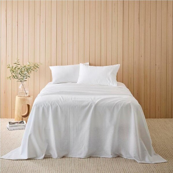 MyHouse Cotton Linen Sheet Set - White - Super King