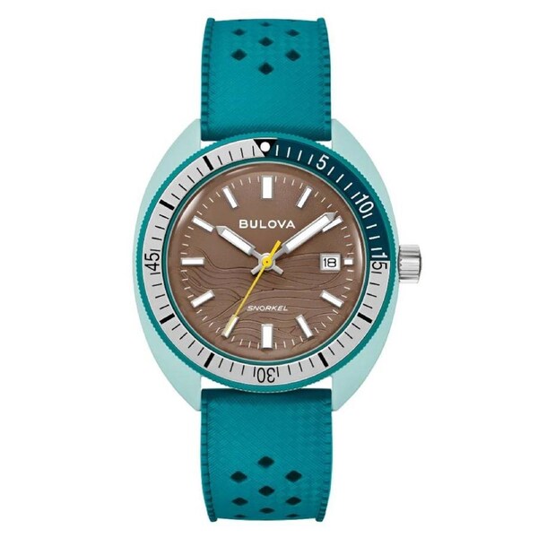 Bulova Snorkel Sea Turtle Brown Dial Rubber Strap Men's Watch (98B446)