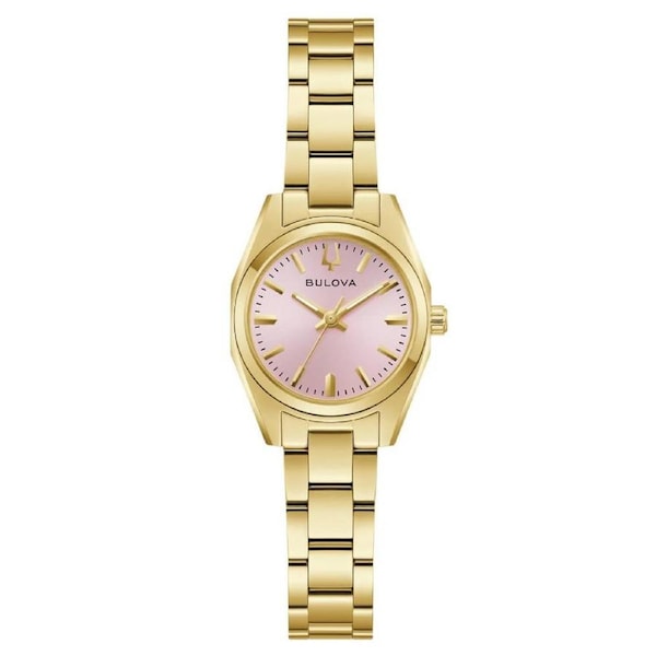 Bulova Classic Surveyor Mini Pink Dial Stainless Steel Women’s Watch (97L187)