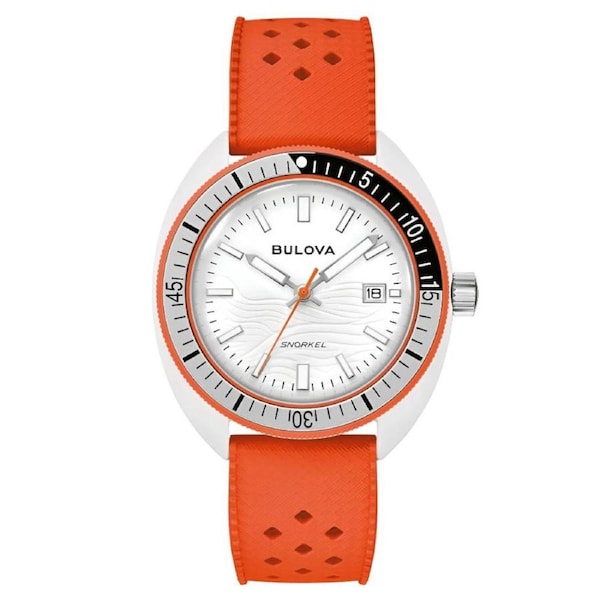 Bulova Snorkel Clownfish White Dial Rubber Strap Men's Watch (98B448)
