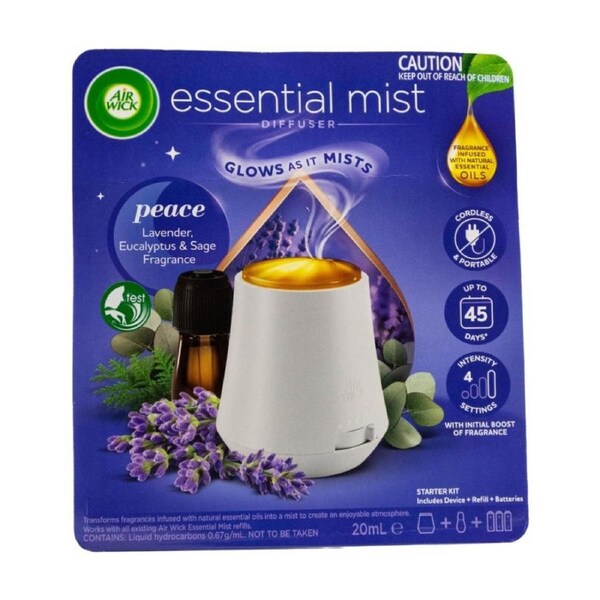 Air Wick Essential Mist Diffuser Fragrance Peace Lavender Eucalyptus & Sage 20ml