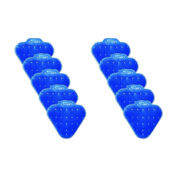 10pc Cleanstar Anti-Splash Urinal Screens Mint Fragrance Odour Control Blue