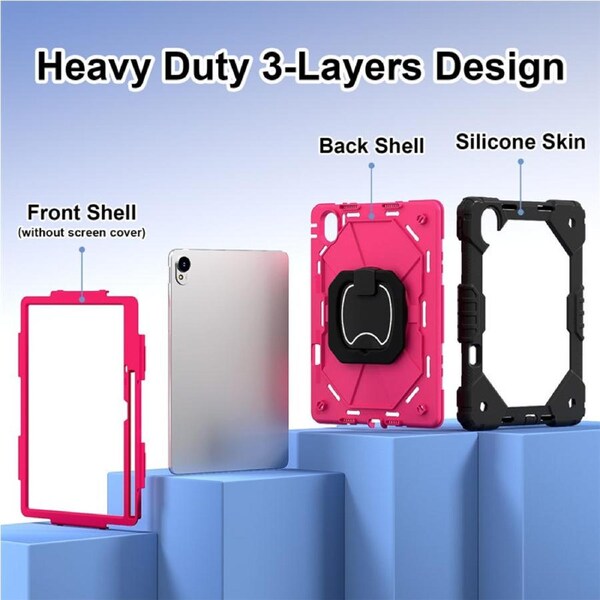 Catzon Tablet Case for Huawei MatePad 11.5s Shockproof Case with Strap-BlackRosyRed