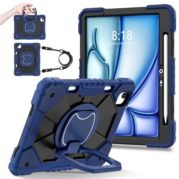 Catzon Tablet Case for iPad Air 11Inch M2 / M3 Shockproof Case with Strap-NavyBlueBlack