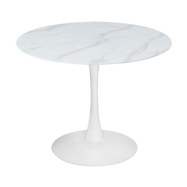 Globe 90cm Round Dining Table White