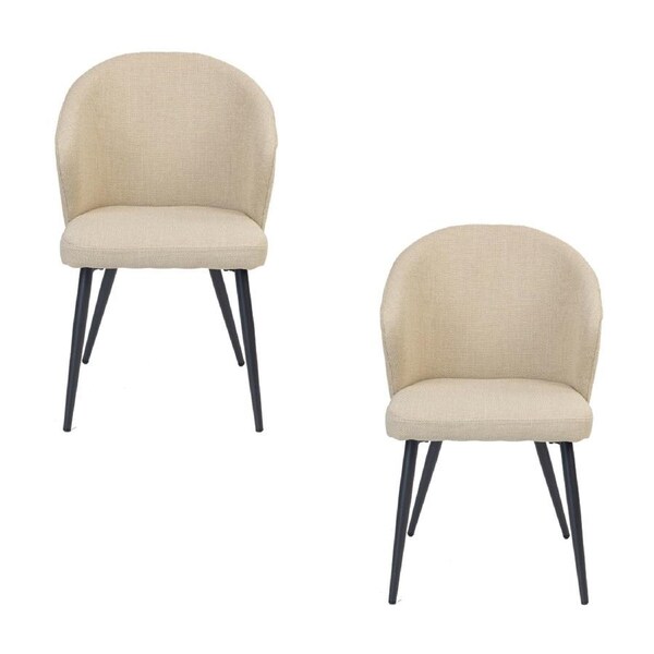 Graz 2pc Set Fabric Dining Chair Beige