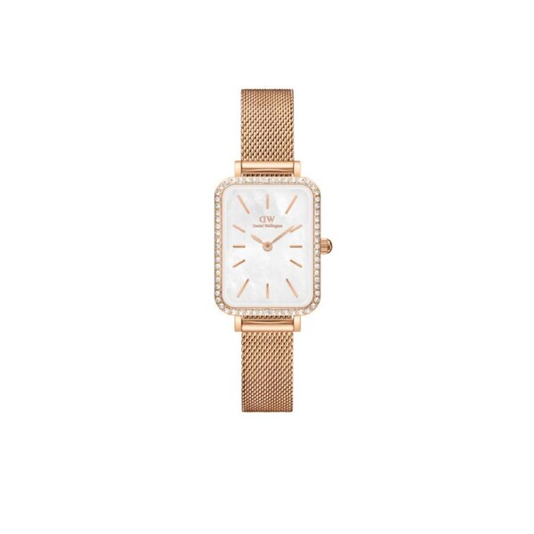 Daniel Wellington Quadro 20x26 Bezel Mesh White Mother of Pearl Rose Gold Watch