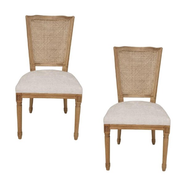 London 2pc Set Dining Chair Beige Seat Natural