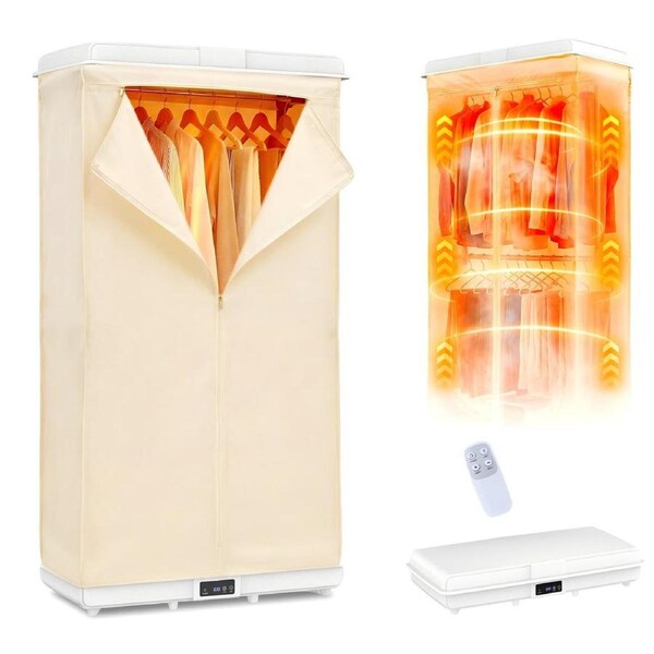 Advwin 1500W Portable Clothes Dryer, with Remote Control, Double Layers, Timer, Overheat Protection, Foldable Compact Electric Dryer for Apartments, RV, Travel