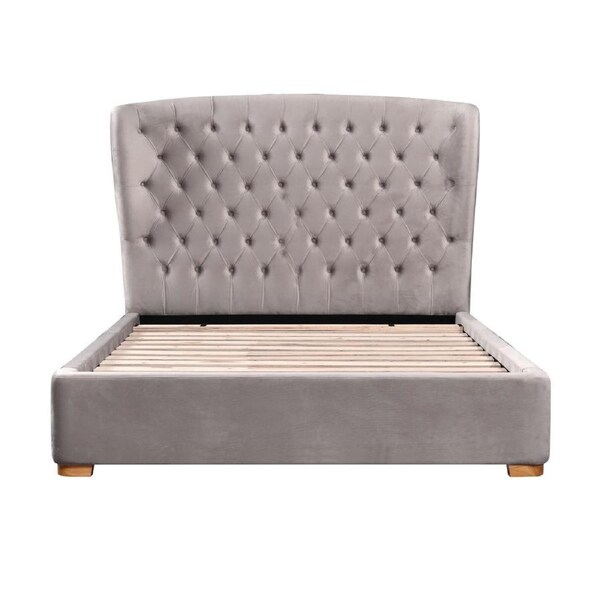 Raina Fabric Double Bed Frame Mink Beige