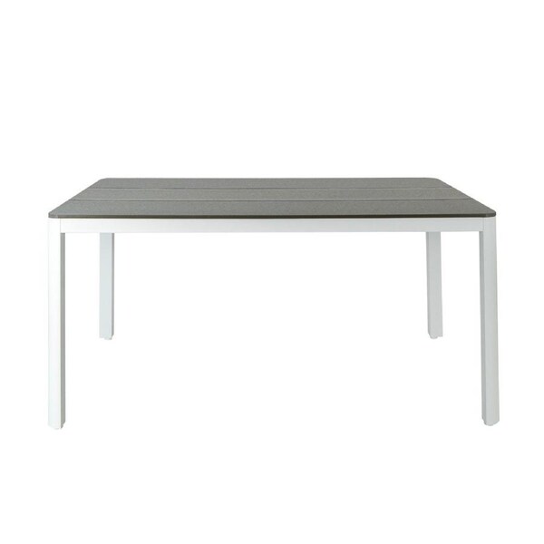 Astro 160cm Outdoor Dining Table Polystone Top Aluminium Frame White