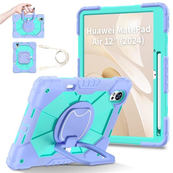 Catzon Tablet Case for Huawei MatePad Air 12In Shockproof Case with Strap-PurpleGreen