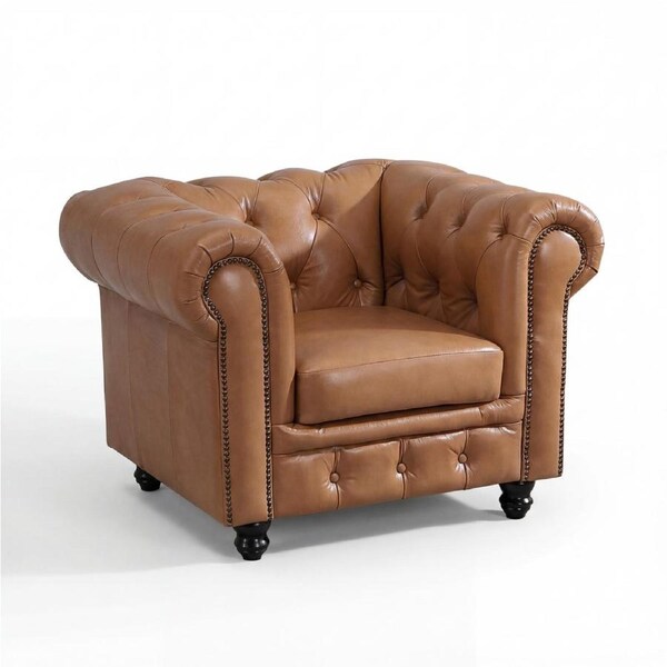 Alastair Armchair Single Seater Sofa Genuine Leather Tan