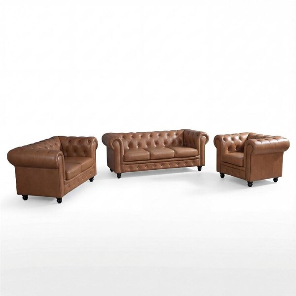 Alastair 1+2+3 Seater Sofa Set Lounge Genuine Leather Tan