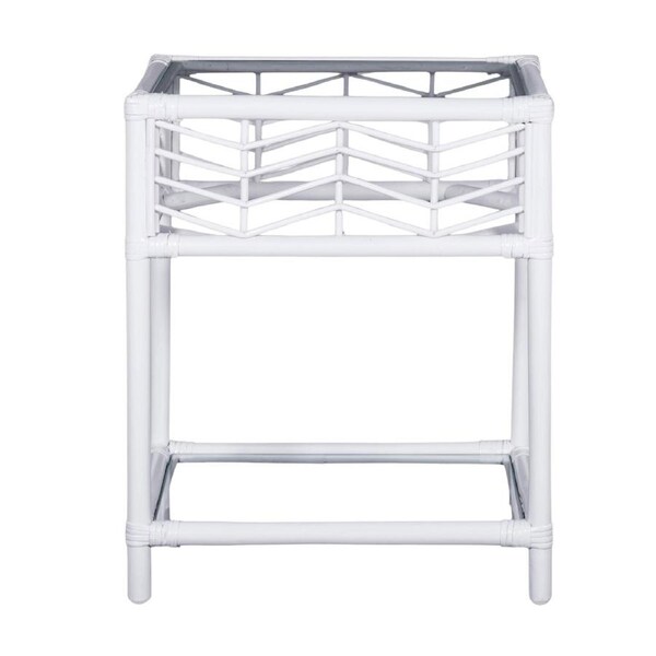 Sunny Rattan Cane Bedside Table White