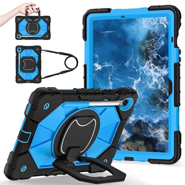 Catzon Tablet Case for Samsung Galaxy Tab S9 / S9FE / S10FE / S10 Lite Shockproof Case with Strap-BlackBlue