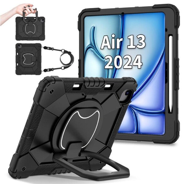 Catzon Tablet Case for iPad Air 13Inch M2 / M3 Shockproof Case with Strap-BlackBlack