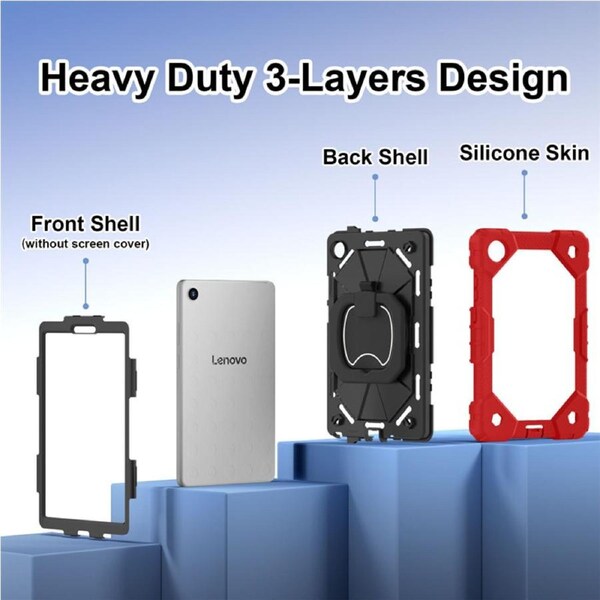 Catzon Tablet Case for Lenovo Tab One / K9 8.7 Inch Shockproof Case with Strap-RedBlack